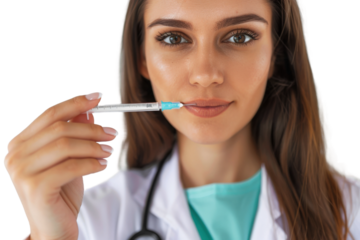 Female physician preparing an injection for patient treatment