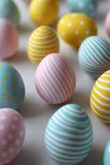 Naklejka premium Collection of colorful easter eggs decorated with intricate patterns and bright colors for festive celebrations