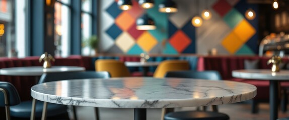 luxurious marble table setting with elegant chairs and bar background