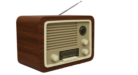 Isolated Vintage Wooden Radio