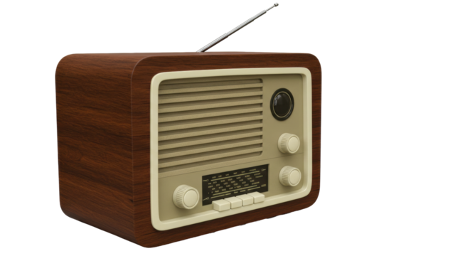 Isolated Vintage Wooden Radio