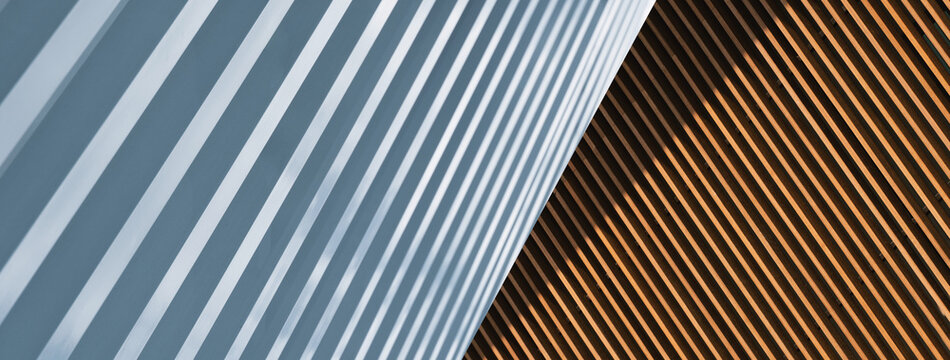 white cement line and wood facade architectural detail background