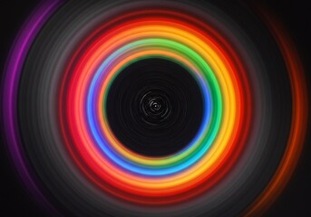 虹色渦巻く光輪 鮮やか抽象画 神秘的