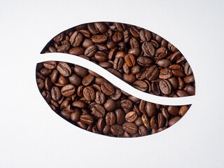 Fragrant freshly roasted coffee beans close-up