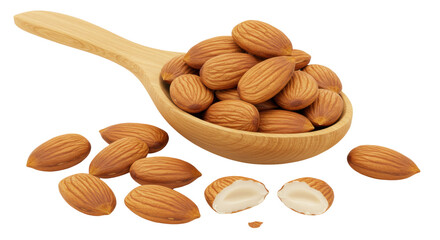 Isolated Almonds and Spoon