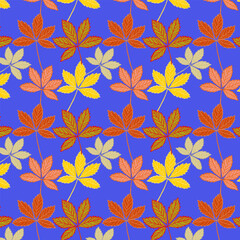 Pattern with autumn wild grape leaves. Pattern for printing on fabric.