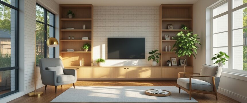 cozy living room with tv and chair: relaxation haven in modern home