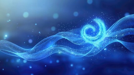 Aquarius zodiac symbol glowing in blue with water element theme for design and decoration