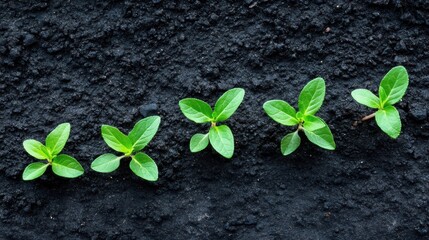 Naklejka premium Metaphorical representation of organizational growth and development unfolding over time with a plant sprouting from the soil