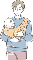 赤ちゃんを抱っこする男性