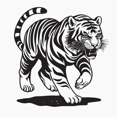 Fierce tiger graphic art, old school tattoo vector
