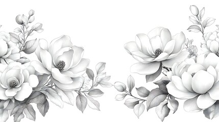 Elegant Monochrome Magnolia Flower Arrangement Design
