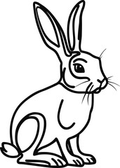 High-Contrast Rabbit Line Art with a White Background.eps