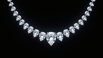 Diamond Necklace on Black Background