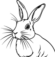 Outline-Only Rabbit Clean and Elegant Black Lines.eps