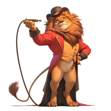 Animated lion tamer on a transparent background illustrations circus whimsical style