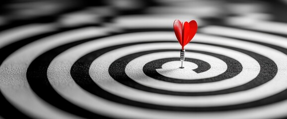 precision in focus a red dart hits the bullseye center of a target showcasing business achievement