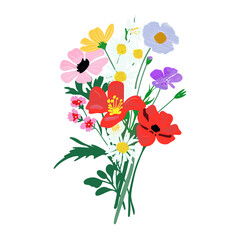 Obraz premium Wildflower bouquet flowers art illustration vector