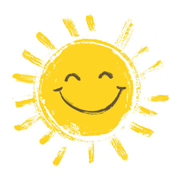 Fototapeta Doodle smile sun yellow illustration sunshine vector