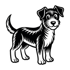 Black and White Terrier Dog Illustration – Cartoon Pet Vector Design