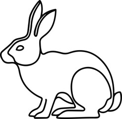 Crisp Black and White Rabbit Line Art.eps