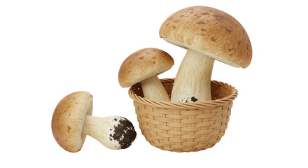 Isolated Mushrooms in Basket