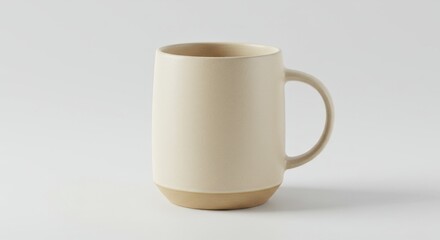 Beige Ceramic Mug on White Background