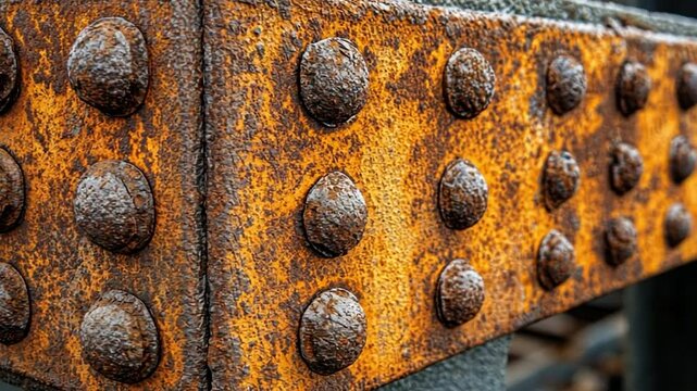 Rust and Rivets: A close-up shot that showcases the weathered beauty of rust on an industrial structure, with rows of prominent rivets adding texture and history.