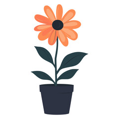 Flower on pot illustration minimalist petals vector