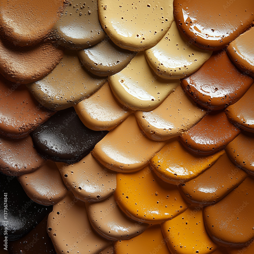 Poster colorful layers of textured paint resembling fish scales create an artistic display in a studio cosm