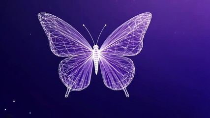 Geometric purple butterfly on dark background