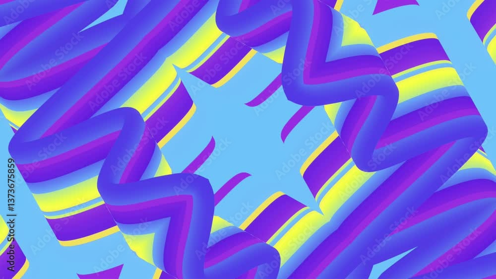 Fototapete Symmetrical composition of gently curving colored figures. Gradients enhance the three-dimensional effect, creating a sense of movement and a modern digital aesthetic. 3d rendering loop animation 4K