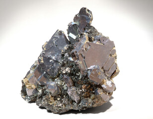 Mineral Galena, Large lusterous pinel law twins on galena in association with sphalerite an some pyrrhotite crystals. 2nd Sovietski mine, Dal'negorsk, Primorskiy Kray, Russia