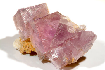 Mineral Fluorite, Translucent pink crystals, Ribadesella, Santandar, Spain