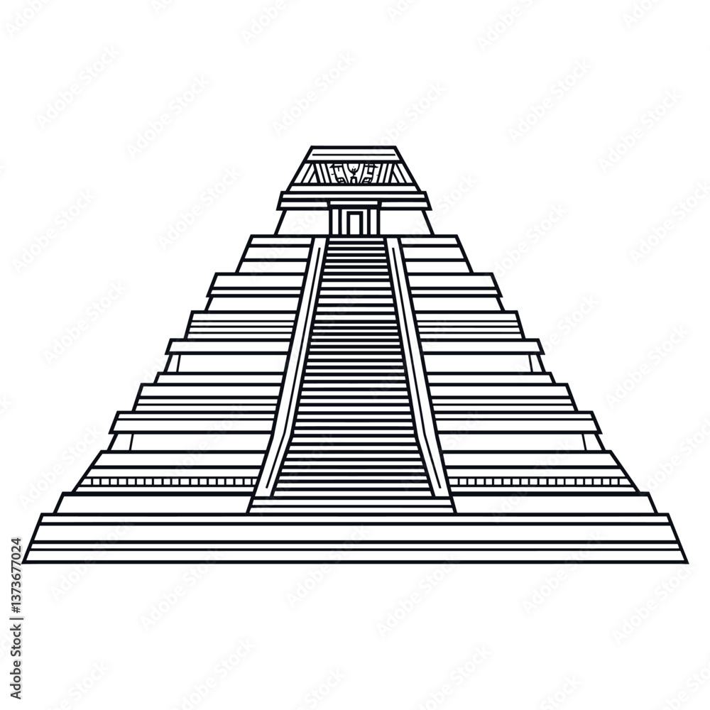 Poster aztec pyramid art architecture drawing vector