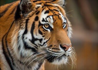Fototapeta premium The close up view of a majestic tiger animal face
