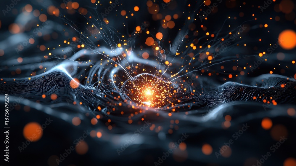 Poster stunning vibrant render of a neural system with dynamic light and depth in a breathtaking abstract c