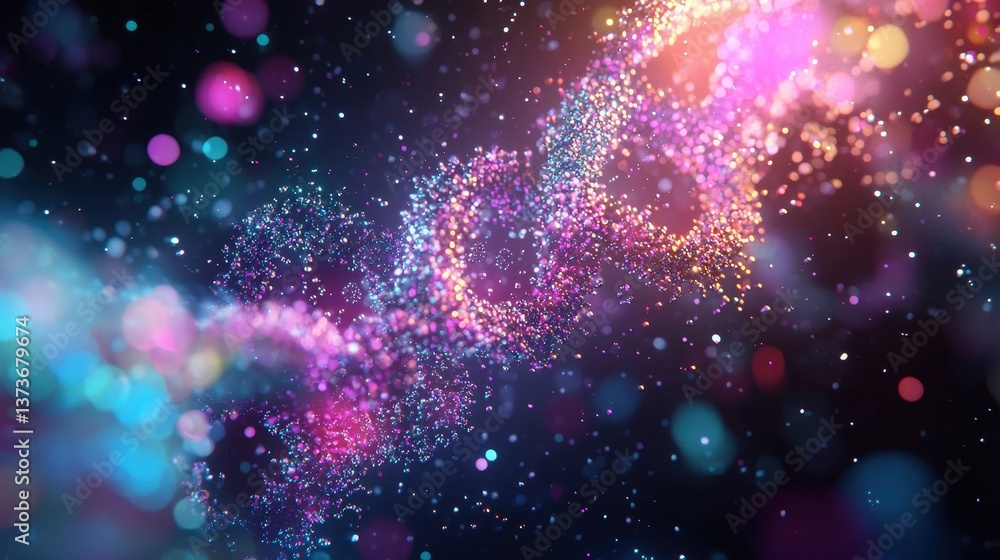 Poster colorful depiction of chromosomes in metaphase with vibrant particles and space background for scien