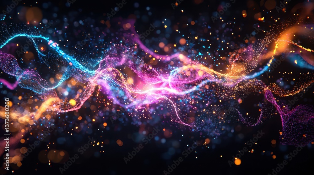 Poster futuristic representation of the nervous system with vibrant colors and energetic patterns