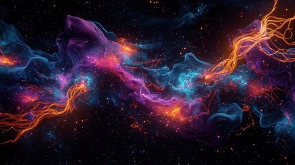 Futuristic Representation of the Nervous System with Vibrant Energy and Colorful Fluid Dynamics in Space