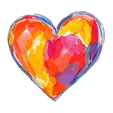 vectorHeart illustration watercolor hand-painted