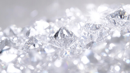 Brilliant White Diamonds Sparkling on Glittering Luxury Background