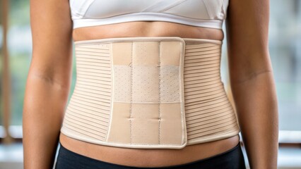 A person wearing a body shaper or waist trainer in a modern, well-lit environment, emphasizing fitness and body contouring.