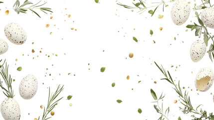 Easter eggs and spring flowers arrangement isolated on transparent background