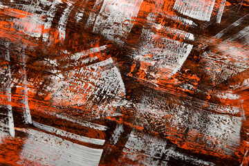 
art background in orange brown with white brush strokes