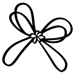 Bow ribbon minimalist black line vector