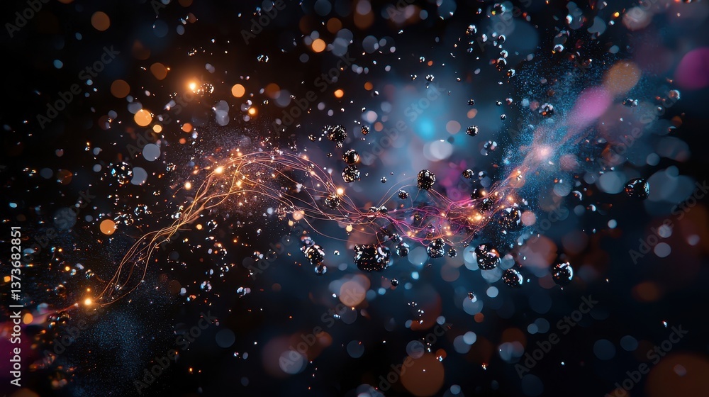 Poster surreal render of neural networks with gigapixel detail, emphasizing abstract elements and colorful 