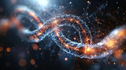 Artistic Microscopic Scene of Coiled Chromosomes with Abstract Lights and Patterns Captured in High Definition