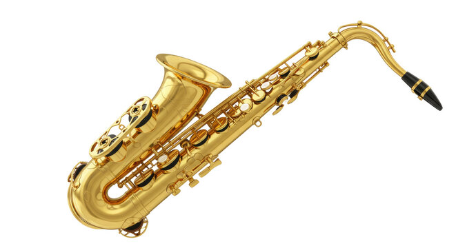 Isolated Golden Saxophone