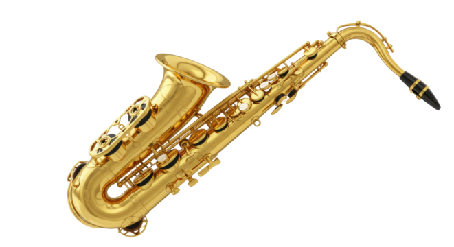 Isolated Golden Saxophone